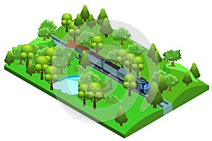 Isometric Freight Train Template