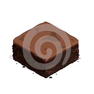 Isometric brownie chocolate cake vector photo