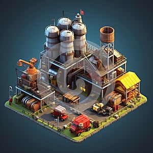 Isometric Game Asset: Clash of Clans Factory (3D). Generative AI