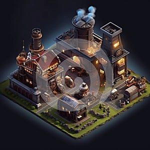 Isometric Game Asset: Clash of Clans Factory (3D). Generative AI photo