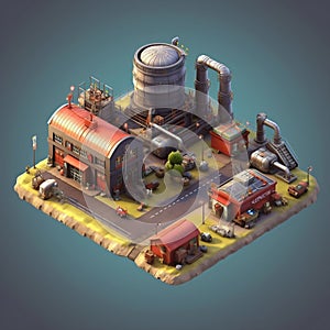 Isometric Game Asset: Clash of Clans Factory (3D). Generative AI photo