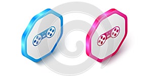 Isometric Game controller or joystick for game console icon isolated on white background. Hexagon button. Vector