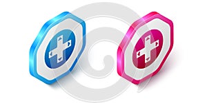 Isometric Game controller or joystick for game console icon isolated on white background. Hexagon button. Vector