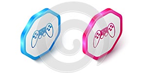 Isometric Gamepad icon isolated on white background. Game controller. Hexagon button. Vector