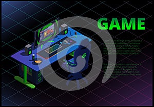 Isometric gaming computer and cybersport equipment