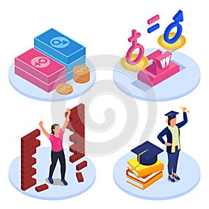 Isometric Gender Equality Design Concept