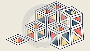 Isometric Geometric Blocks Vector Illustration, vector design Generative AI