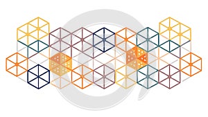 Isometric geometric cubes pattern with vibrant colors, vector design Generative AI