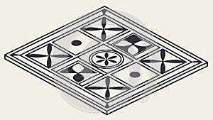 Isometric Geometric Floor Tile Pattern, vector design Generative AI