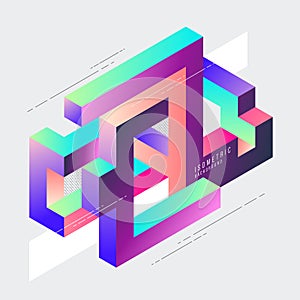 Isometric geometric impossible shape abstract background modern art style