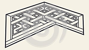 Isometric Geometric Pattern Corner Vector, Architectural Design Element, vector design Generative AI