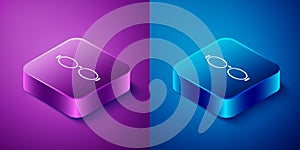 Isometric Glasses for swimming icon isolated on blue and purple background. Goggles sign. Diving underwater equipment