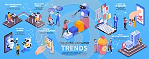 Isometric Global Consumer Trends Infographic Set photo