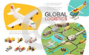 Isometric Global Transportation Infographics