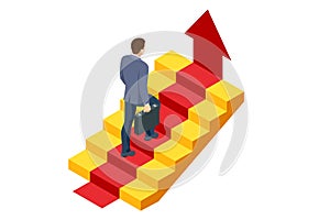 Isometric goal and target achievement concept. Hope to success in business, accomplishment or reaching business goal