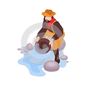 Isometric Gold Mining Rush Illustration