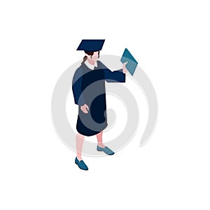 Isometric Graduating Student Icon