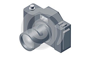 Isometric gray photo camera illustration