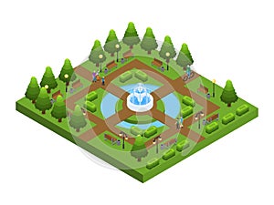 Isometric Green City Park Concept