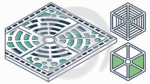Isometric Grid Pattern with Hexagonal Elements, vector design Generative AI