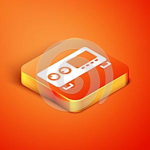 Isometric Guitar amplifier icon isolated on orange background. Musical instrument. Vector