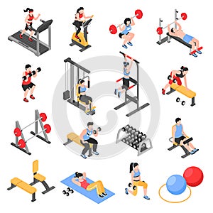 Isometric Gym Fitness Icons