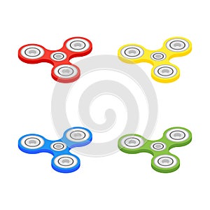 Isometric Hand Spinner isolated on white background. Vector triple spinner fidget toy icon.