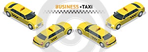Isometric high quality city service transport icon set. Car taxi. Car taxi. VIP taxi service