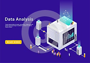 Isometric high technology concept, data center