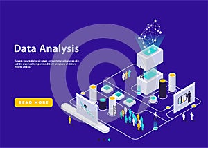 Isometric high technology concept, data center