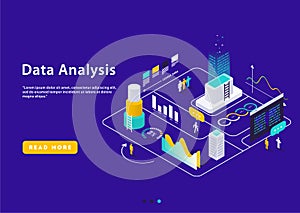 Isometric high technology concept, data center