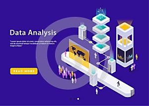 Isometric high technology concept, data center