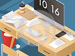 Isometric home office concept