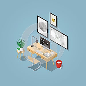 Isometric home office concept