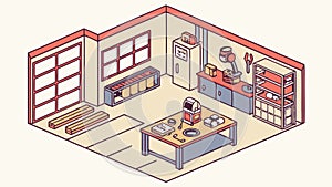 Isometric Home Office Setup: Remote Work Productivity Space, vector design Generative AI
