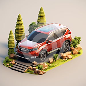 Isometric Honda Cr-v Suv Model For Commercial And Home Projects
