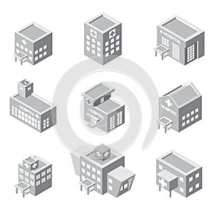 Isometric hospital building icon