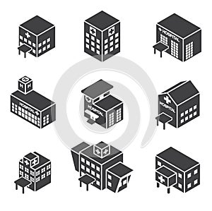 Isometric hospital building icon