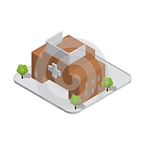 Isometric hospital building. Vector illustration decorative design