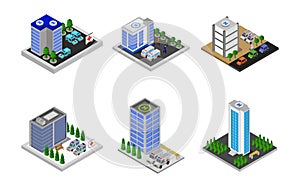 Isometric Hospitals Set Vector illustration