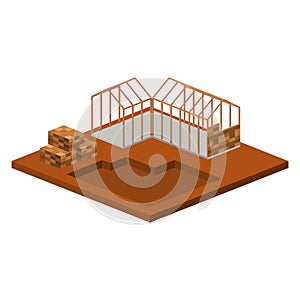Isometric house architecture model design