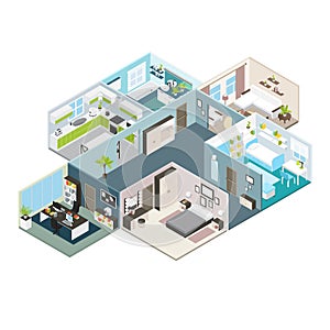 Isometric House Interior View