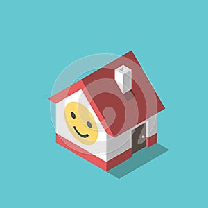 Isometric house smiling, happiness