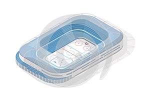 Isometric ice hokey stadium. Sports venue or arena isolated on white background. Building or structure for team sporting