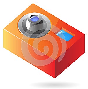 Isometric icon of compact photo camera