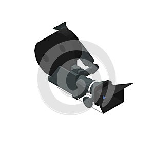 Isometric icon movie camera. Pictograms Video camera. Isolated vector illustration