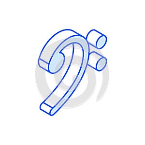Isometric icon in outline. Modern flat vector Illustration. Bass clef symbol.