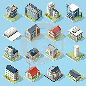 isometric icon set or infographic elements . By generative Ai