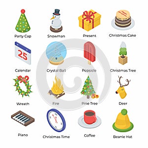 Isometric Icons of Christmas