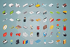 Isometric icons computer technology.